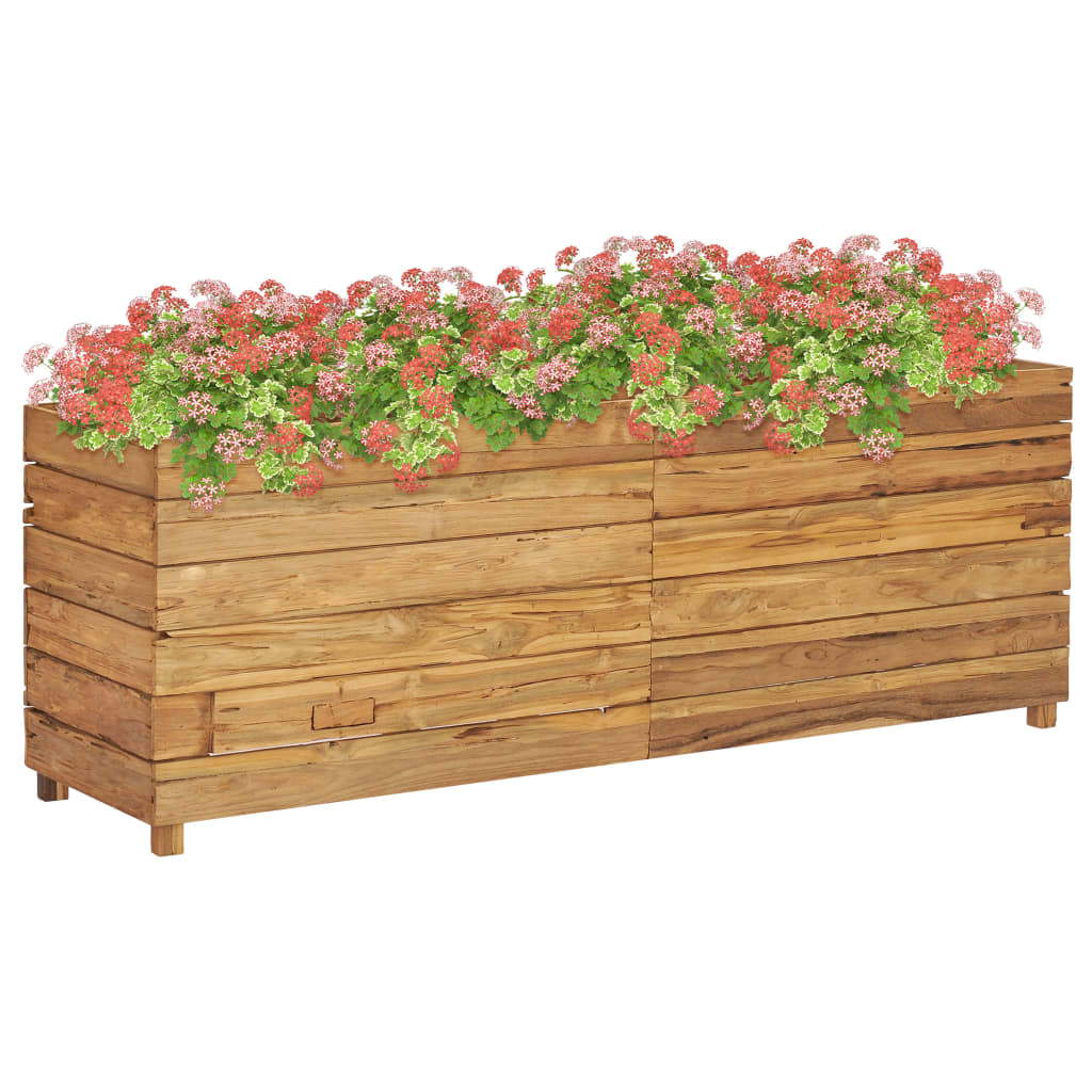 Raised Bed 59.1"x15.7"x21.7" Recycled Teak Wood and Steel