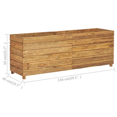 Raised Bed 59.1"x15.7"x21.7" Recycled Teak Wood and Steel