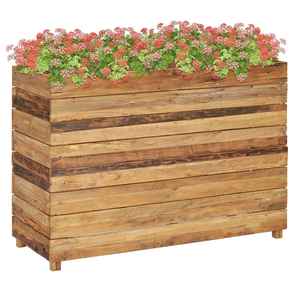 Raised Bed 39.4"x15.7"x28.3" Recycled Teak Wood and Steel