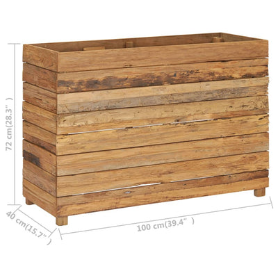 Raised Bed 39.4"x15.7"x28.3" Recycled Teak Wood and Steel