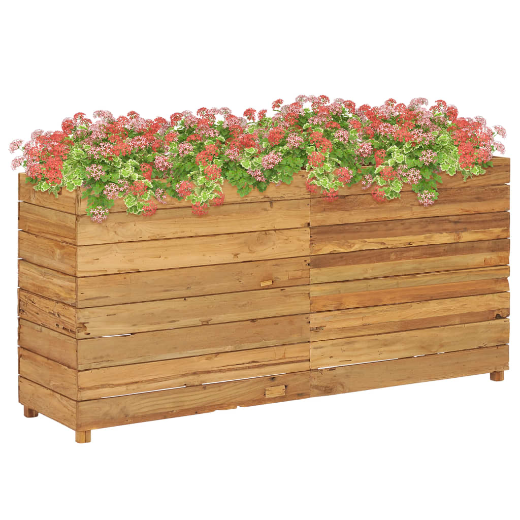 Raised Bed 59.1"x15.7"x28.3" Recycled Teak Wood and Steel