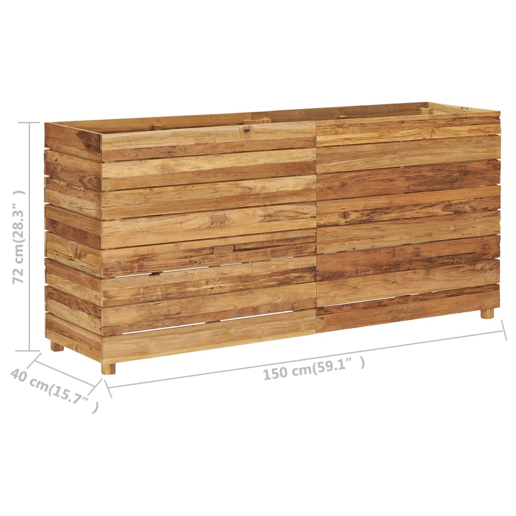 Raised Bed 59.1"x15.7"x28.3" Recycled Teak Wood and Steel