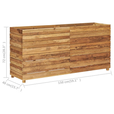 Raised Bed 59.1"x15.7"x28.3" Recycled Teak Wood and Steel