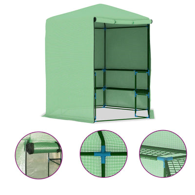 Greenhouse with Shelves Steel 89.4"x87.8"