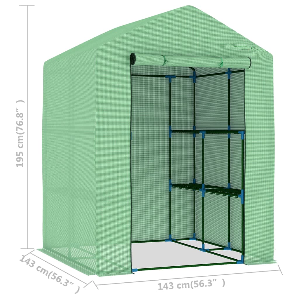 Greenhouse with Shelves Steel 56.3"x56.3"x76.8"