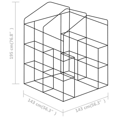 Greenhouse with Shelves Steel 56.3"x56.3"x76.8"