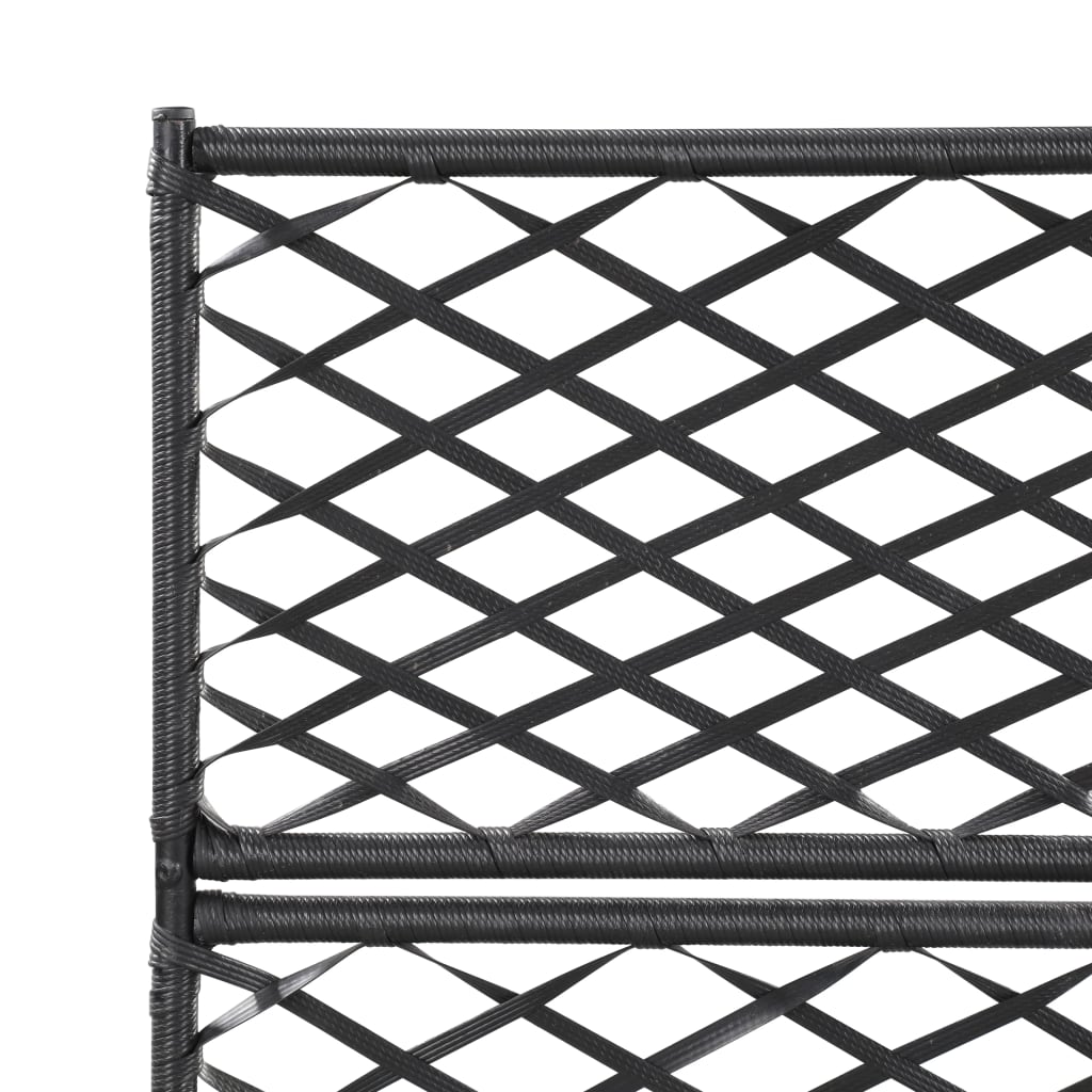 Trellis Raised Bed with 3 Pots 32.7"x11.8"x51.2" Poly Rattan Black