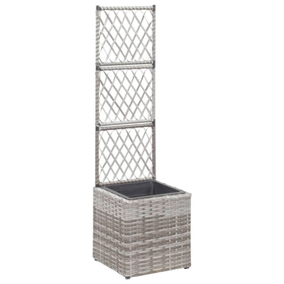 Trellis Raised Bed with 1 Pot 11.8"x11.8"x42.1" Poly Rattan Gray