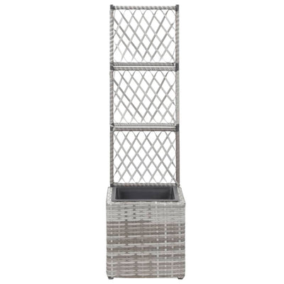 Trellis Raised Bed with 1 Pot 11.8"x11.8"x42.1" Poly Rattan Gray