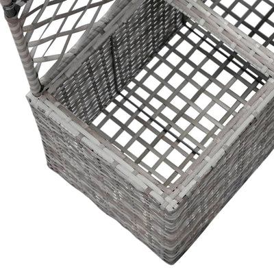 Trellis Raised Bed with 2 Pots 22.8" x 11.8" x 42.1" Poly Rattan Gray