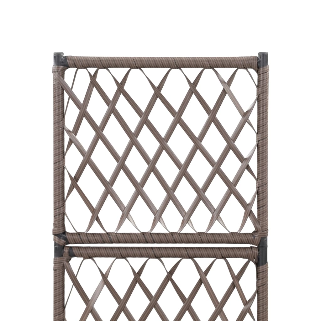 Trellis Raised Bed with 1 Pot 11.8"x11.8"x42.1" Poly Rattan Brown