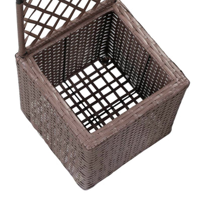 Trellis Raised Bed with 1 Pot 11.8"x11.8"x42.1" Poly Rattan Brown