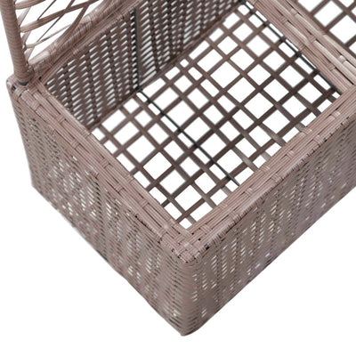 Trellis Raised Bed with 2 Pots 22.8"x11.8"x42.1" Poly Rattan Brown