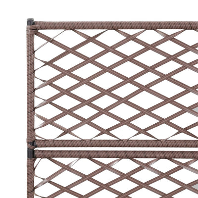 Trellis Raised Bed with 3 Pots 32.7"x11.8"x51.2" Poly Rattan Brown