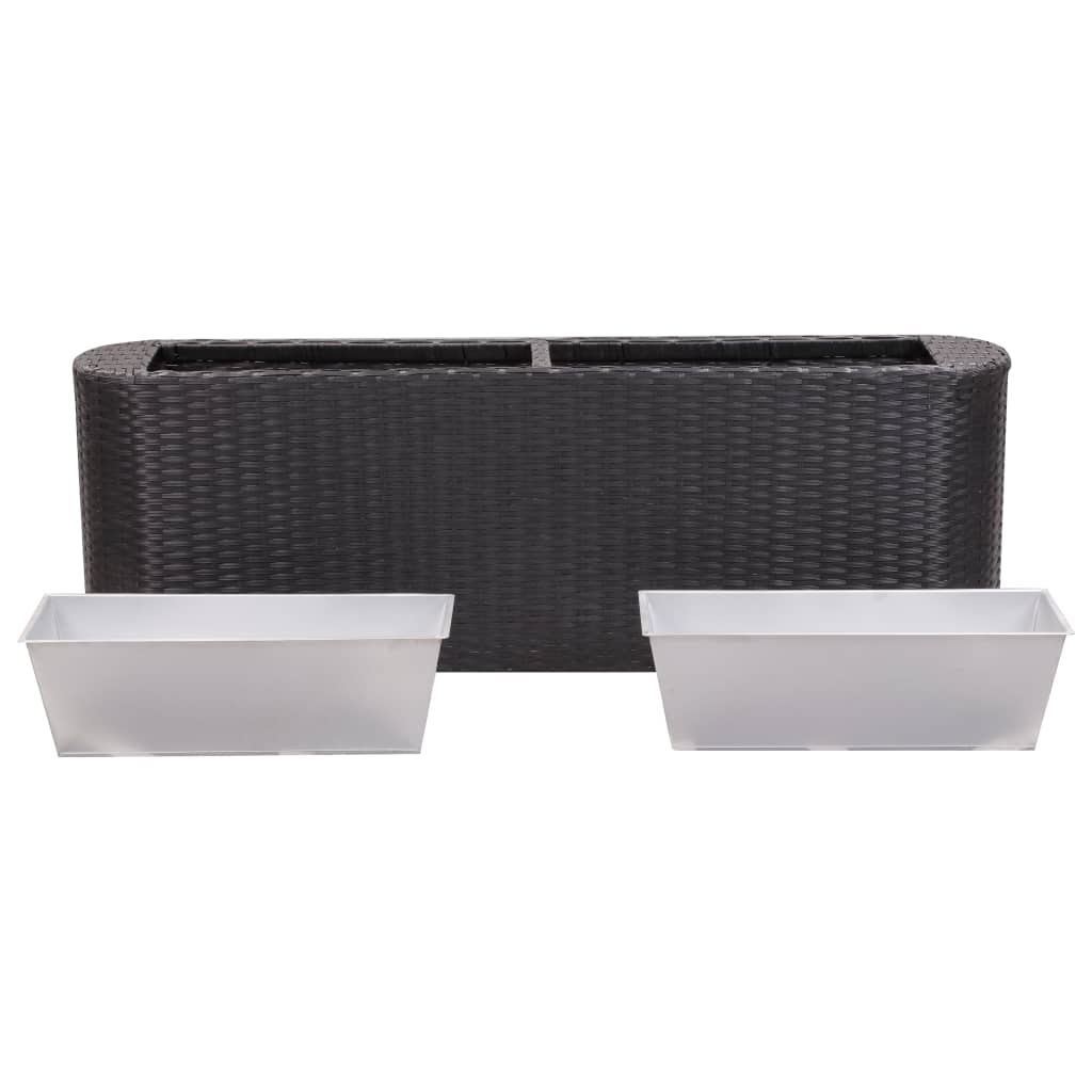 Garden Raised Bed 47.2"x9.4"x15.7" Poly Rattan Black