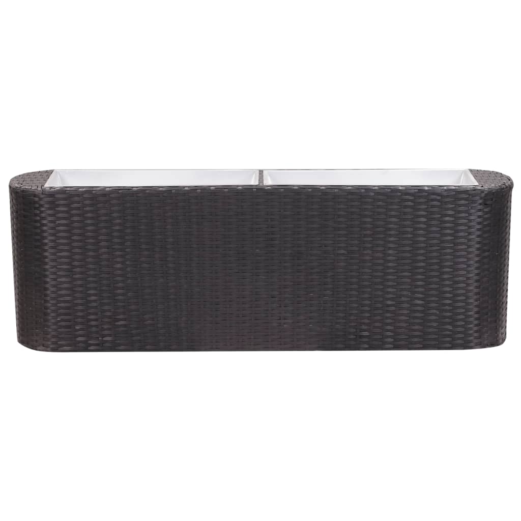 Garden Raised Bed 47.2"x9.4"x15.7" Poly Rattan Black