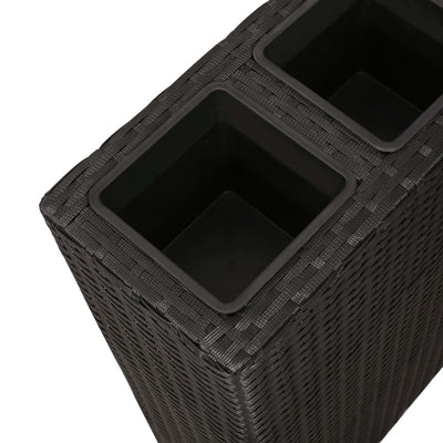 Garden Raised Bed with 4 Pots 2 pcs Poly Rattan Black