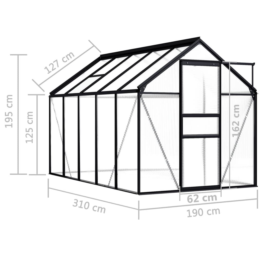 Greenhouse Anthracite Aluminum 63.4 ft²