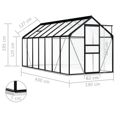 Greenhouse with Base Frame Anthracite Aluminum 87.9 ft²