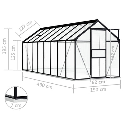 Greenhouse with Base Frame Anthracite Aluminum 100.2 ft²