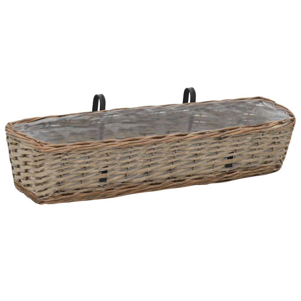 Balcony Planter 2 pcs Wicker with PE Lining 31.5"