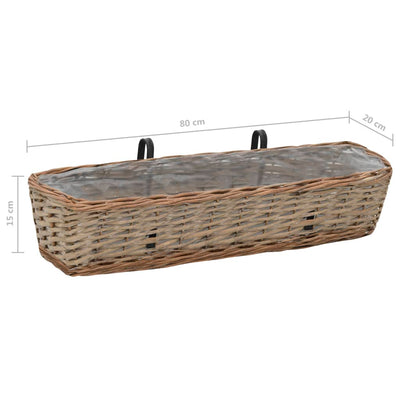 Balcony Planter 2 pcs Wicker with PE Lining 31.5"