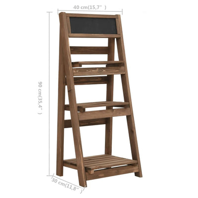 3-Tier Plant Stand with Blackboard 15.7"x11.8"x35.4" Solid Fir Wood