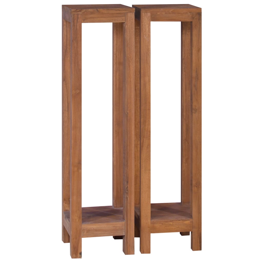 Plant Stands 2 pcs 9.8"x9.8"x39.4" Solid Teak Wood