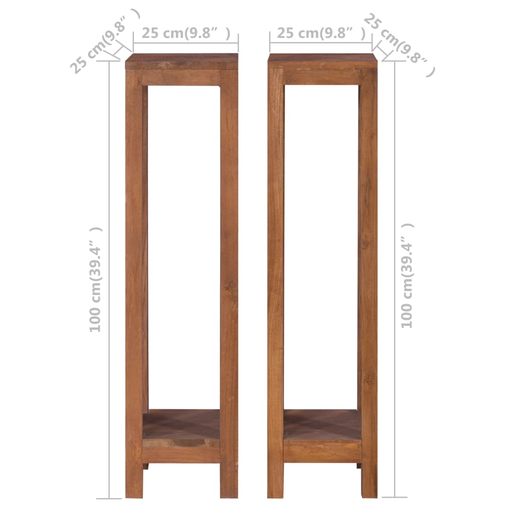 Plant Stands 2 pcs 9.8"x9.8"x39.4" Solid Teak Wood