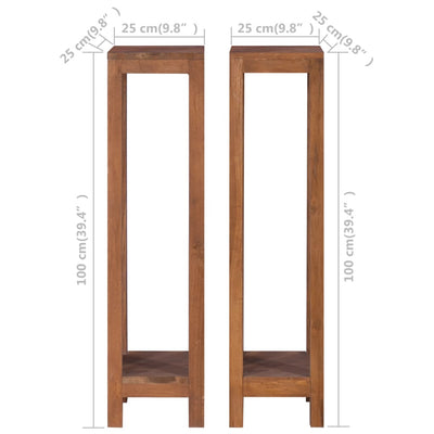 Plant Stands 2 pcs 9.8"x9.8"x39.4" Solid Teak Wood