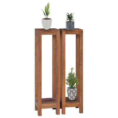 Plant Stands 2 pcs 9.8"x9.8"x39.4" Solid Teak Wood