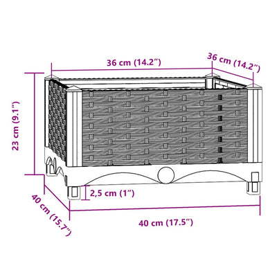 Raised Bed 15.7"x15.7"x9.1" Polypropylene