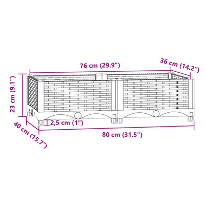 Raised Bed 31.5"x15.7"x9.1" Polypropylene