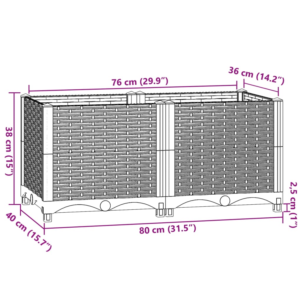 Raised Bed 31.5"x15.7"x15" Polypropylene