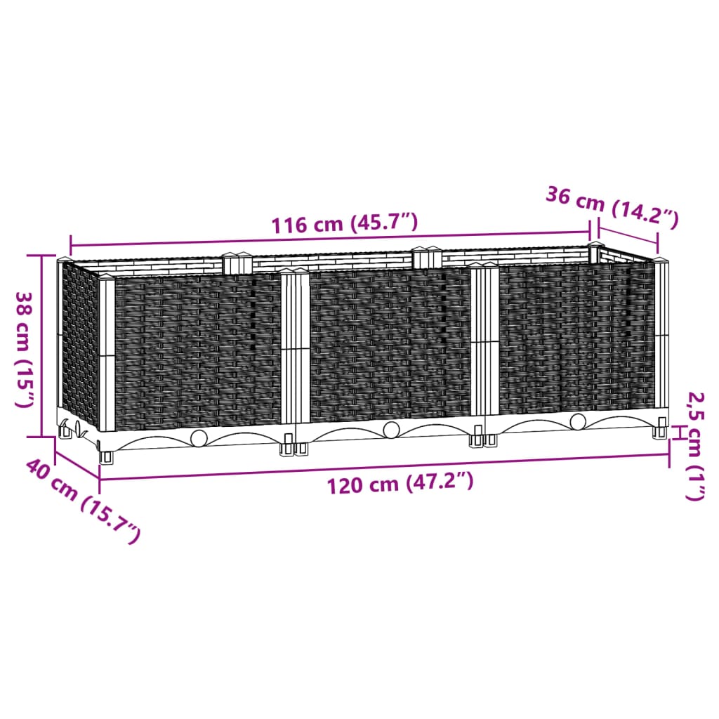 Raised Bed 47.2"x15.7"x15" Polypropylene