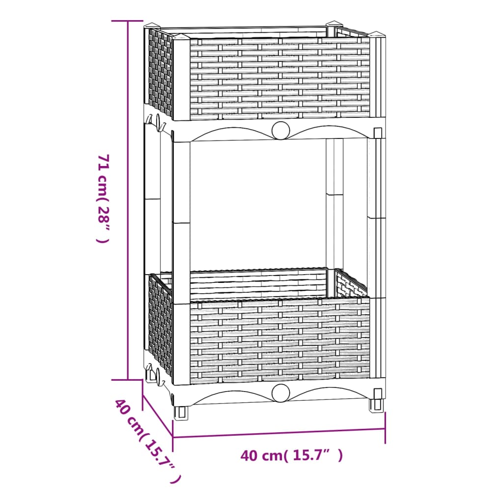 Raised Bed 15.7"x15.7"x28" Polypropylene