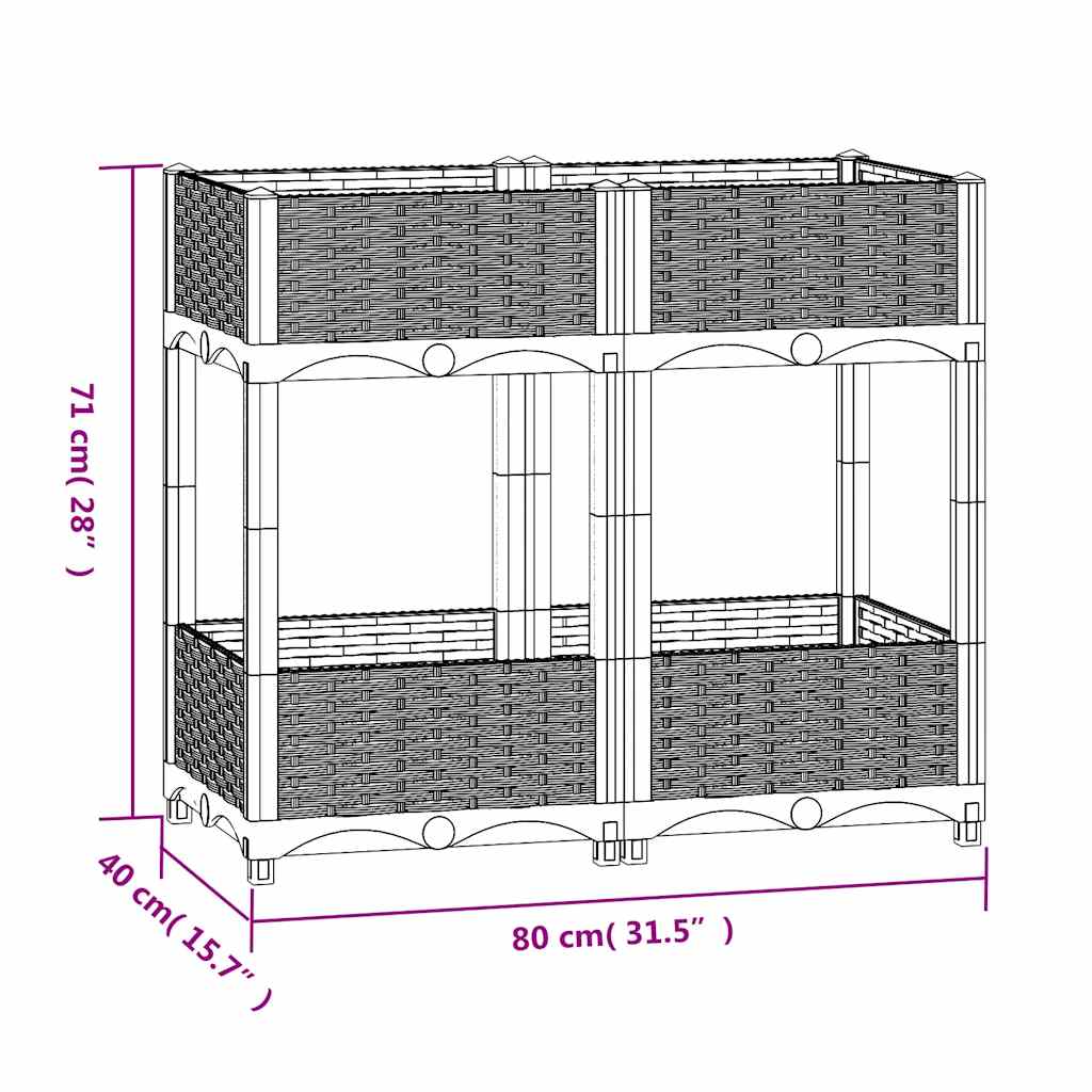 Raised Bed Blue Grey Polypropylene (PP) Large Planter Box