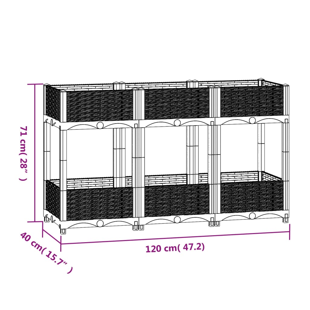 Raised Bed 47.2"x15.7"x28" Polypropylene