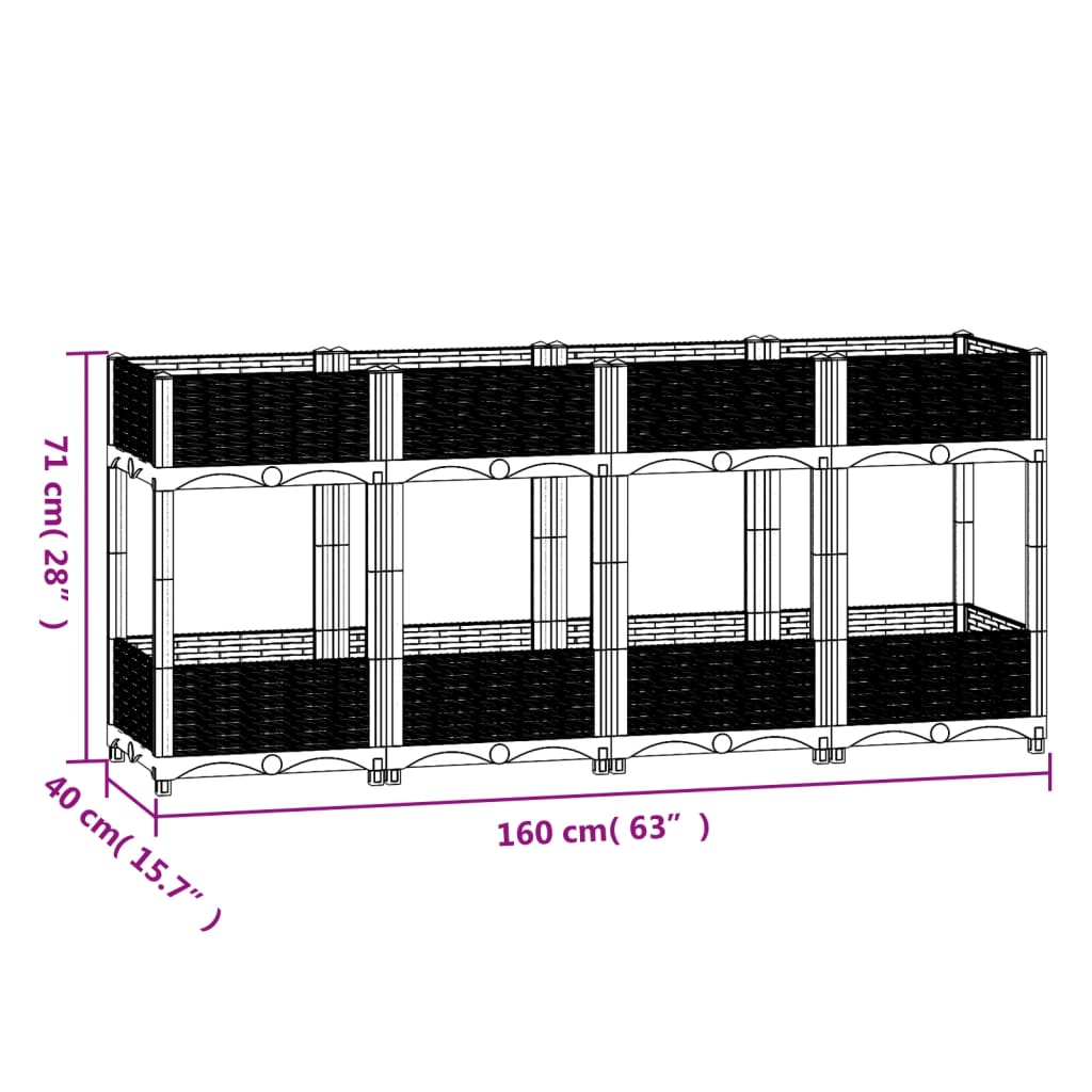 Raised Bed 63"x15.7"x28" Polypropylene