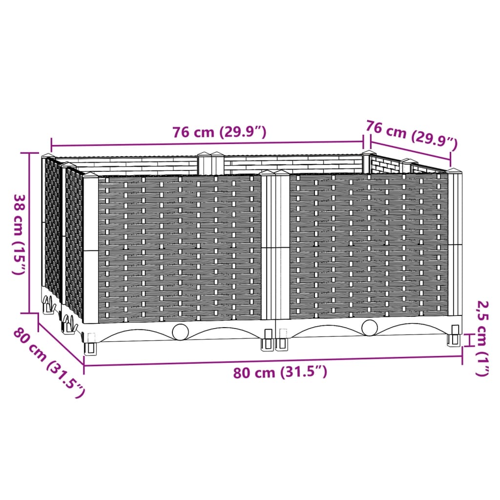 Raised Bed 31.5"x31.5"x15" Polypropylene