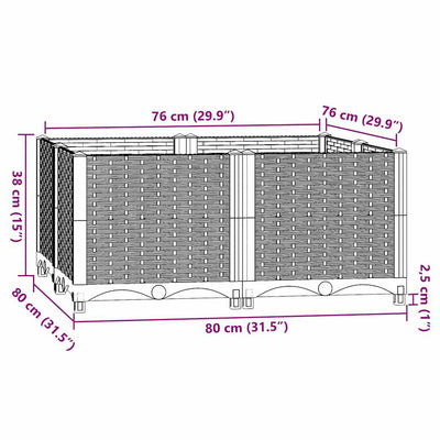 Raised Bed Blue Grey Polypropylene 31.5 x 31.5 x 15.0 in