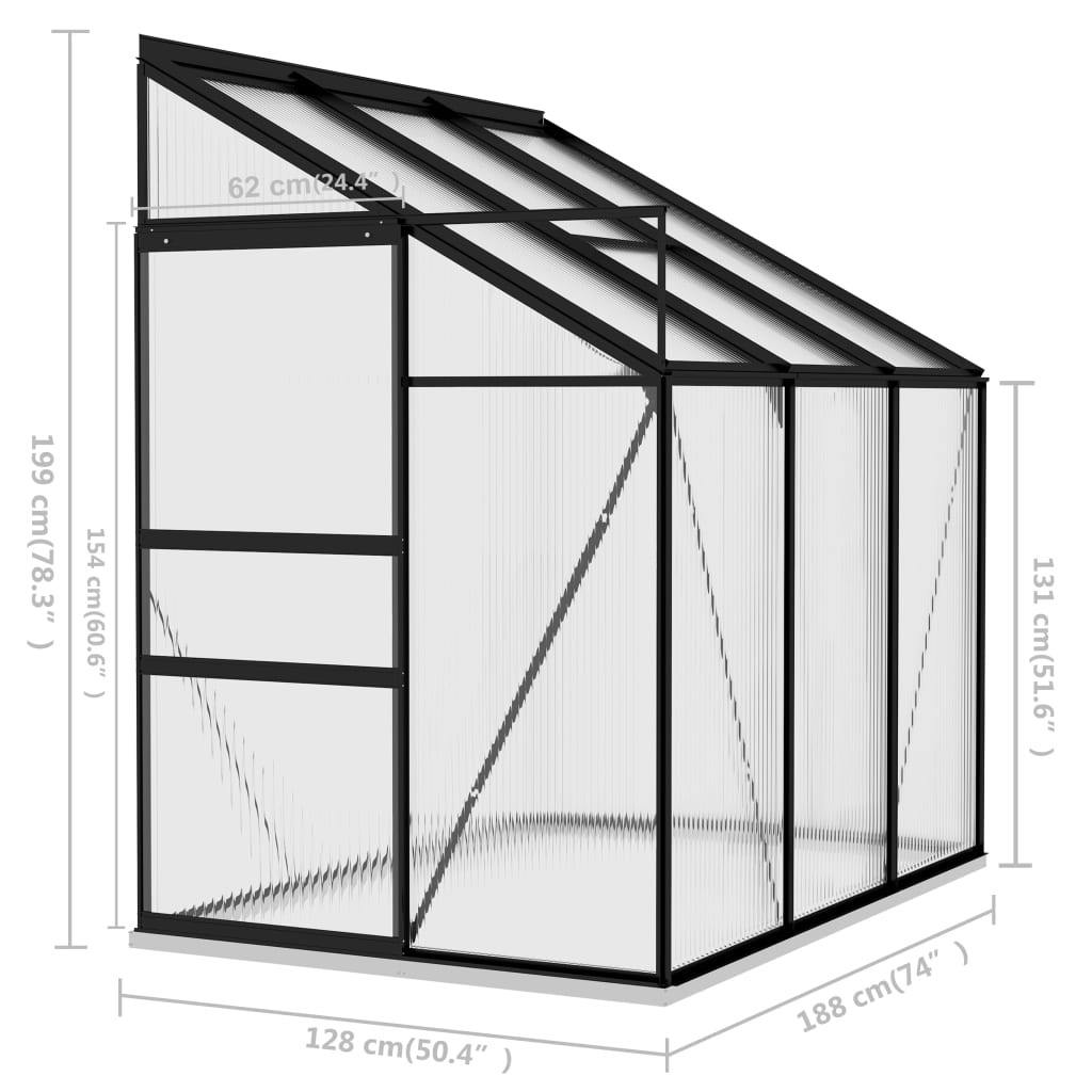 Greenhouse Anthracite Aluminum 140.1 ft³