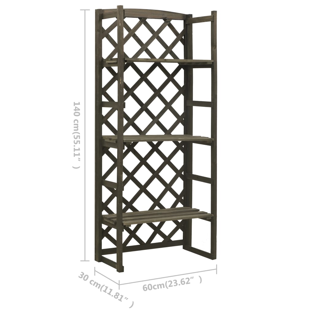 Plant Stand with Trellis Gray 23.6"x11.8"x55.1" Solid Firwood