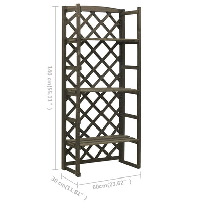 Plant Stand with Trellis Gray 23.6"x11.8"x55.1" Solid Firwood