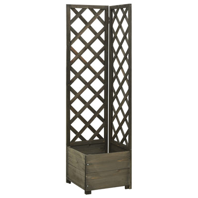 Corner Trellis Planter Gray 15.7"x15.7"x59.1" Solid Firwood