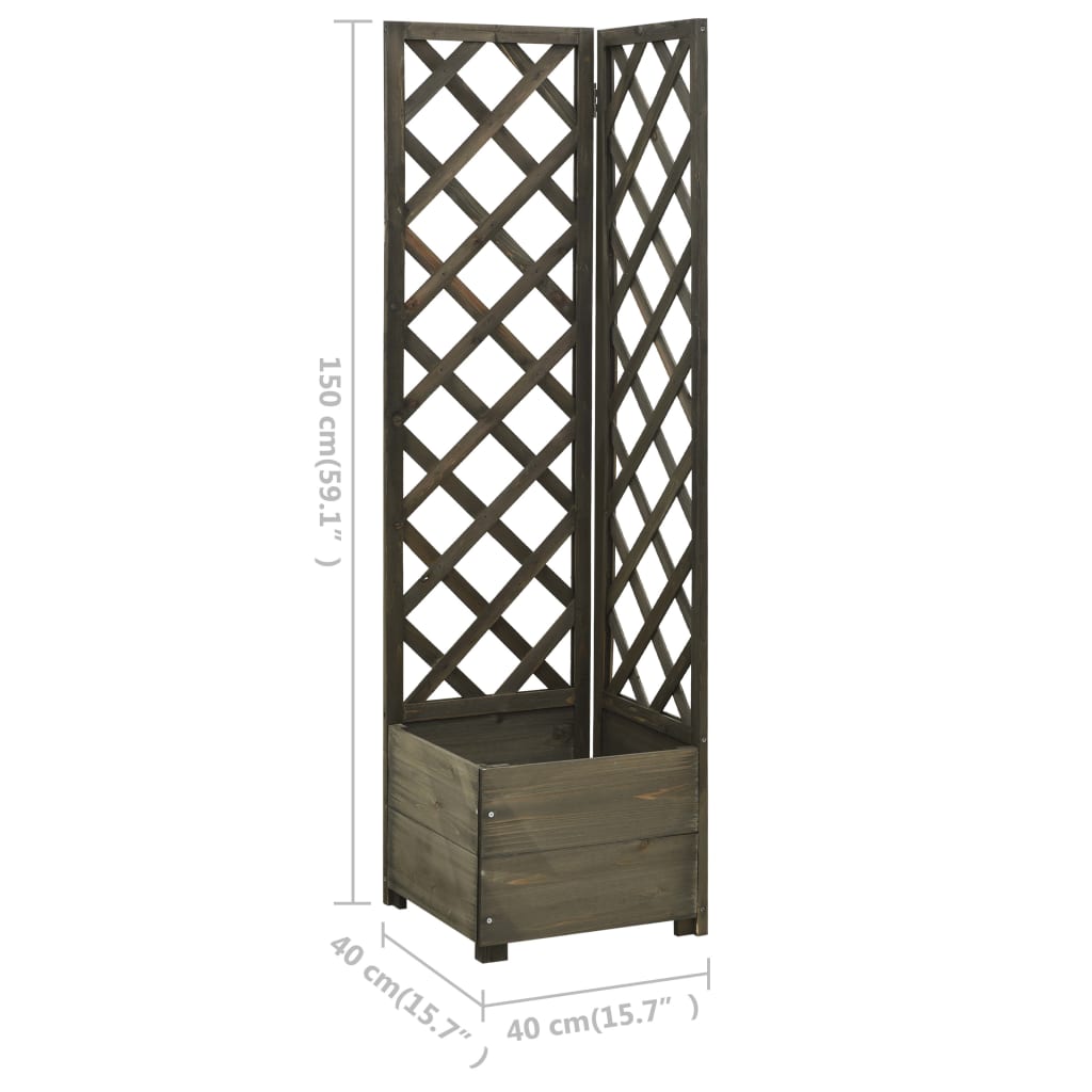 Corner Trellis Planter Gray 15.7"x15.7"x59.1" Solid Firwood