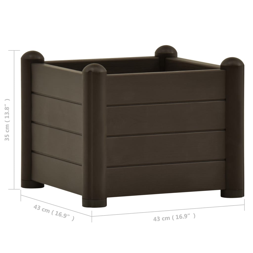 Garden Raised Bed PP Mocha 16.9"x16.9"x13.8"