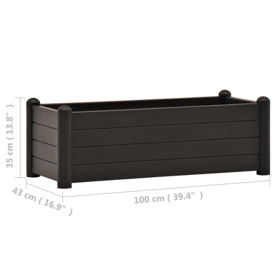 Garden Raised Bed PP Anthracite 39.4"x16.9"x13.8"