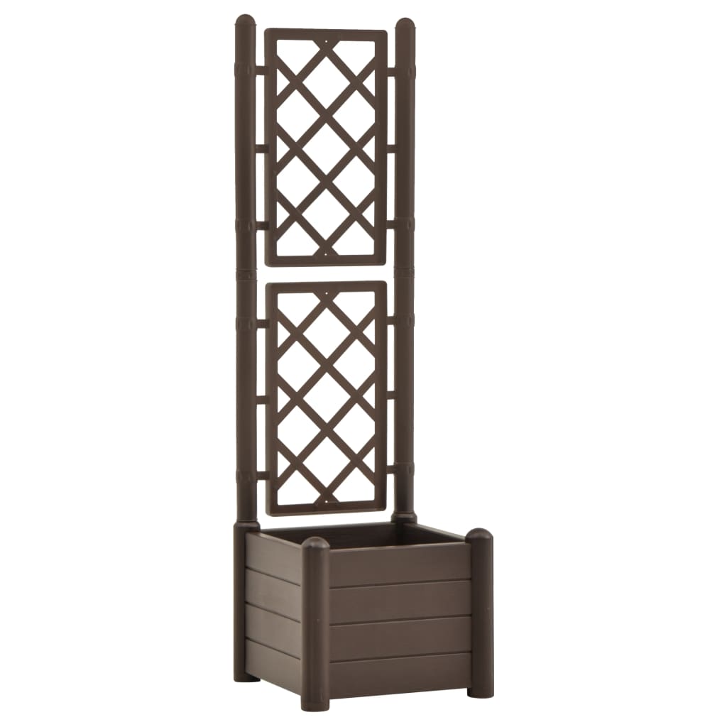 Garden Planter with Trellis 16.9"x16.9"x55.9" PP Mocha