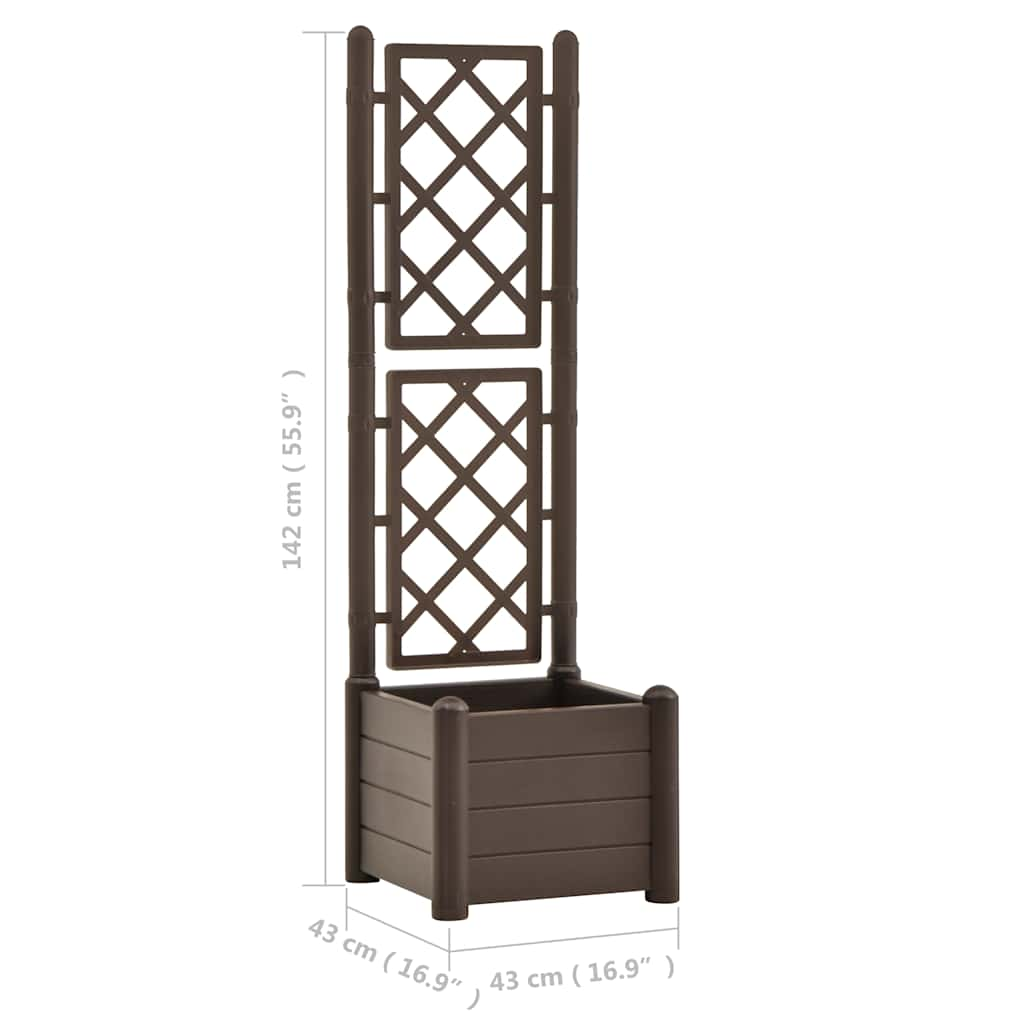 Garden Planter with Trellis 16.9"x16.9"x55.9" PP Mocha